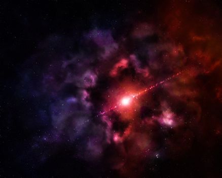 A breathtaking cosmic explosion with vibrant colors and stars in deep space.