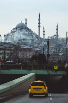 View of Big Mosque with Minarets from Main Road