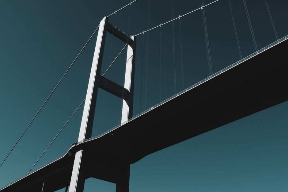 Train crossing the Øresund Bridge from Denmark to Malmö, Sweden