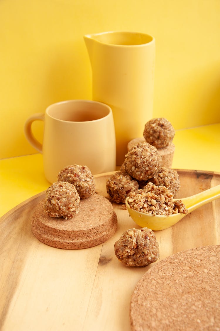 Oat Balls On Cutting Board