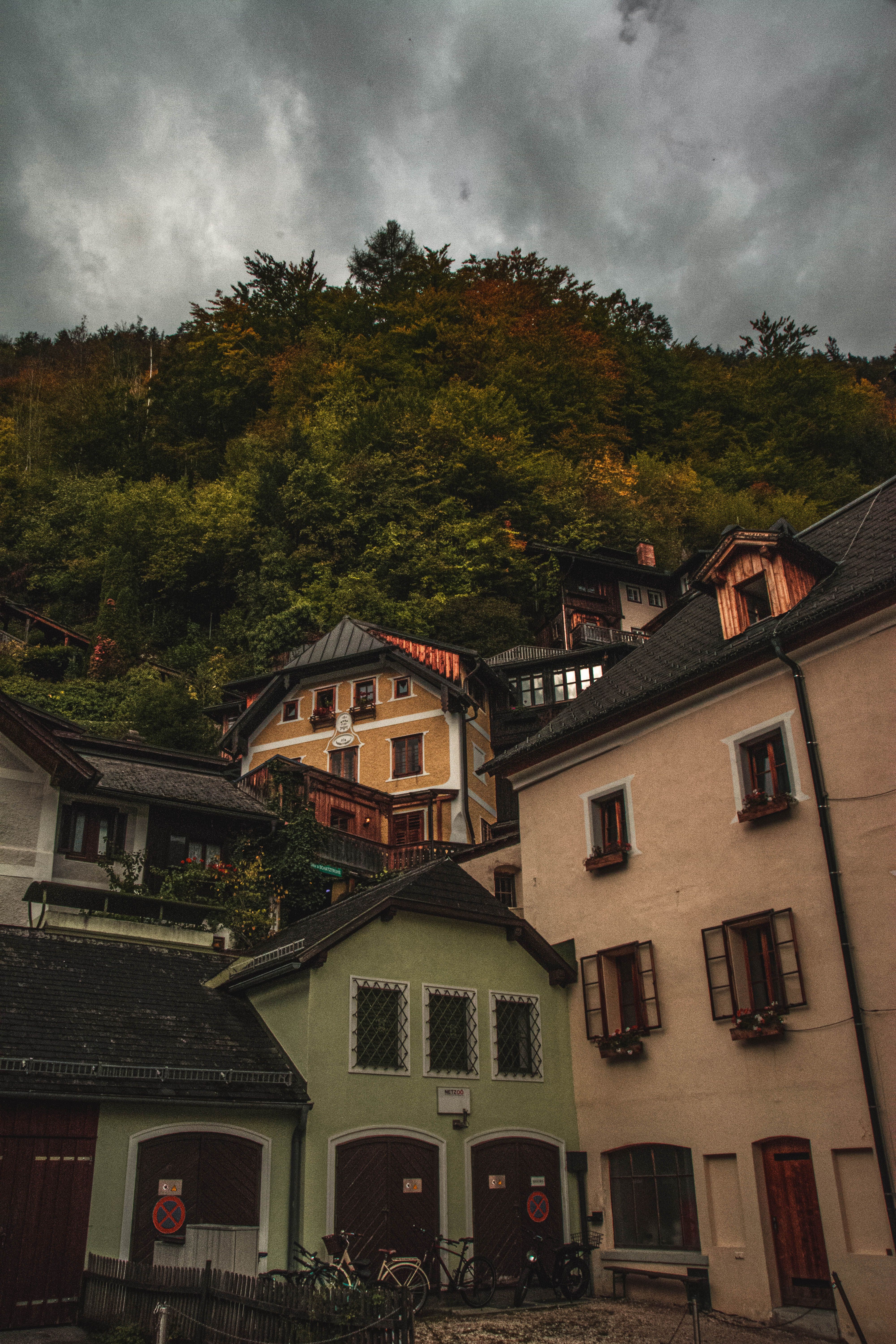 A Low Angle Shot of Houses with Windows · Free Stock Photo