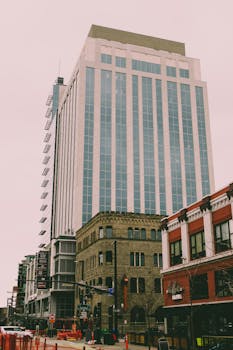 现代建筑设计主导着当代摩天大楼在市中心街道的布局