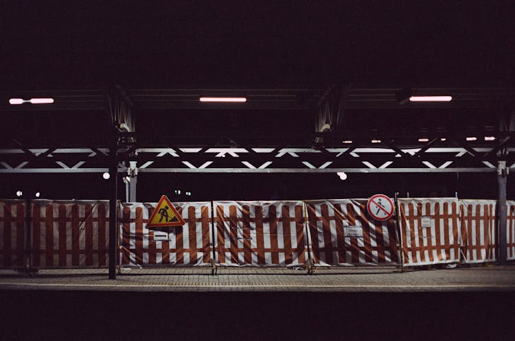 Road Works Sign On Station