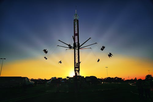 Free stock photo of amusement ride, beatiful landscape, beautiful sunset Stock Photo