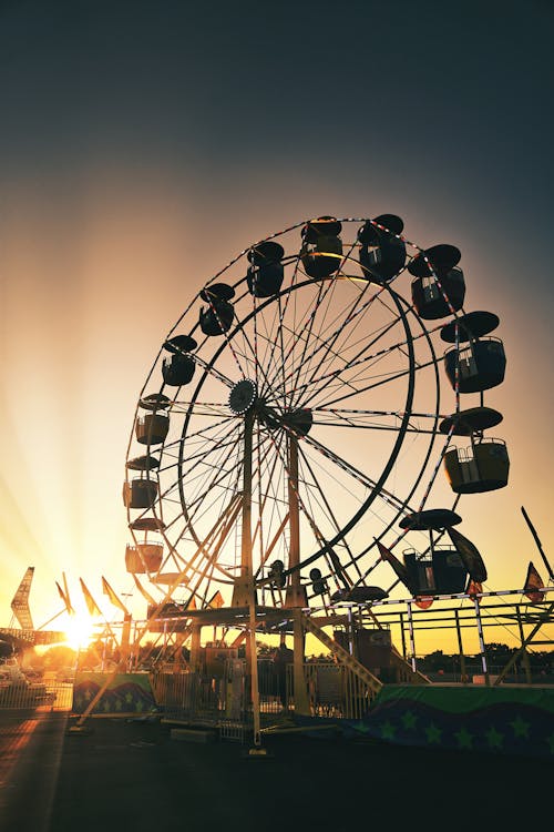 Free stock photo of amusement ride, beautiful sunset, carnival