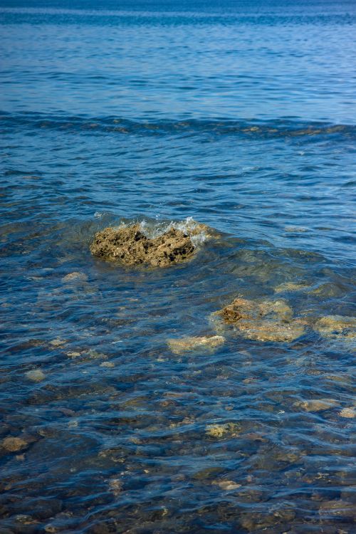 Free Clear water at a rocky shoreline capturing the beauty of nature's simplicity. Stock Photo