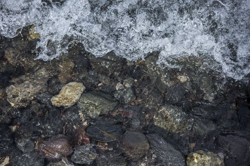 Free A close-up perspective of clear water rippling over a natural rocky stream bed, showcasing the beauty of nature. Stock Photo