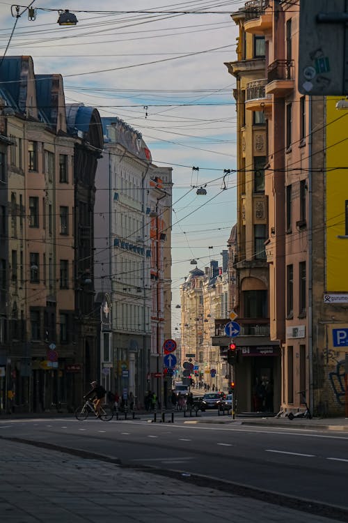 A Photo Commercial Buildings on the Street