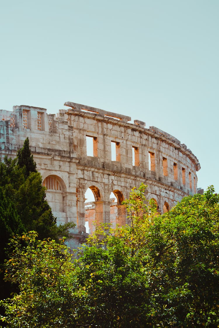 Low Angle Shot Of The Pula Arena In Croatia