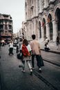 People Walking on Sidewalk