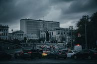 Heavy Traffic on the Road Under Gloomy Sky