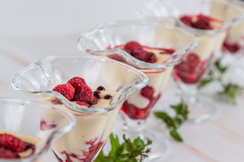Pudding with Raspberries