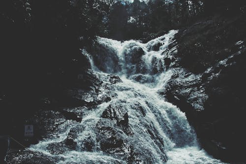 Grayscale of Waterfalls