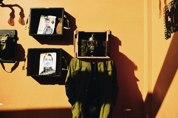 Person In Gas Mask In Closet