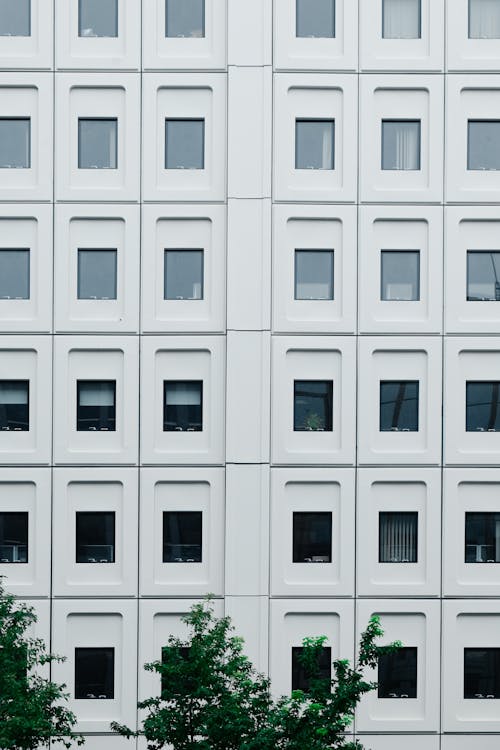 White Concrete Building with Glass Windows