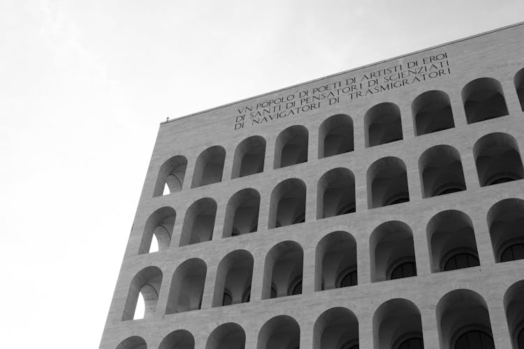 Old Geometric City Building Against Sky Background