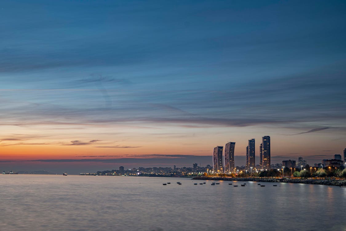 Seashore and Skyscrapers in Istanbul, Turkey