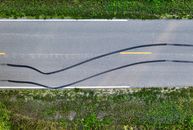 A Black Mark on the Asphalt Road
