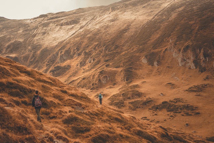 A Person Walking Downhill