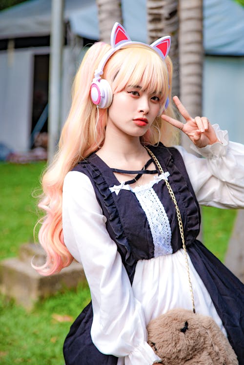 Cosplayer Doing a Peace Sign Pose