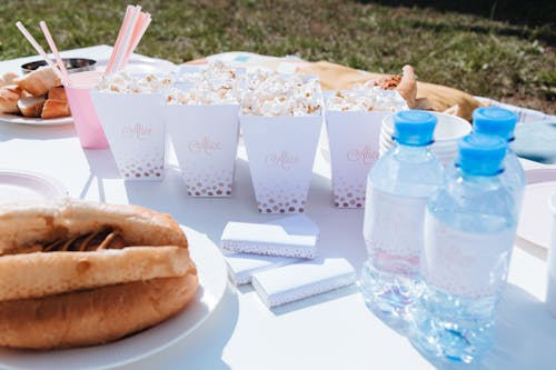 Food and Drinks on a White Table