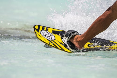 Close-up of a Man Wakeboarding 