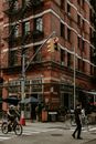 Brick Building and Street in Little Italy neighbourhood, New York, USA