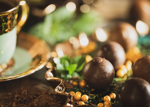 Free Brown Chocolate Ball on a Plate Stock Photo