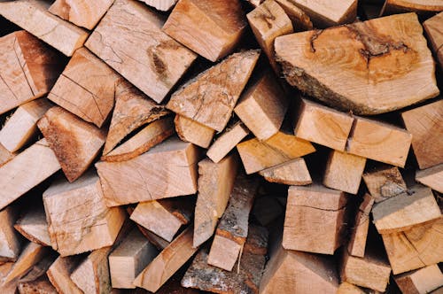 Pile of Brown Chopped Firewood