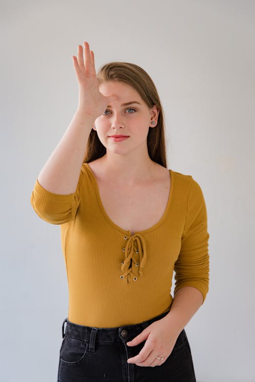 Woman Showing Sign Language Gesture