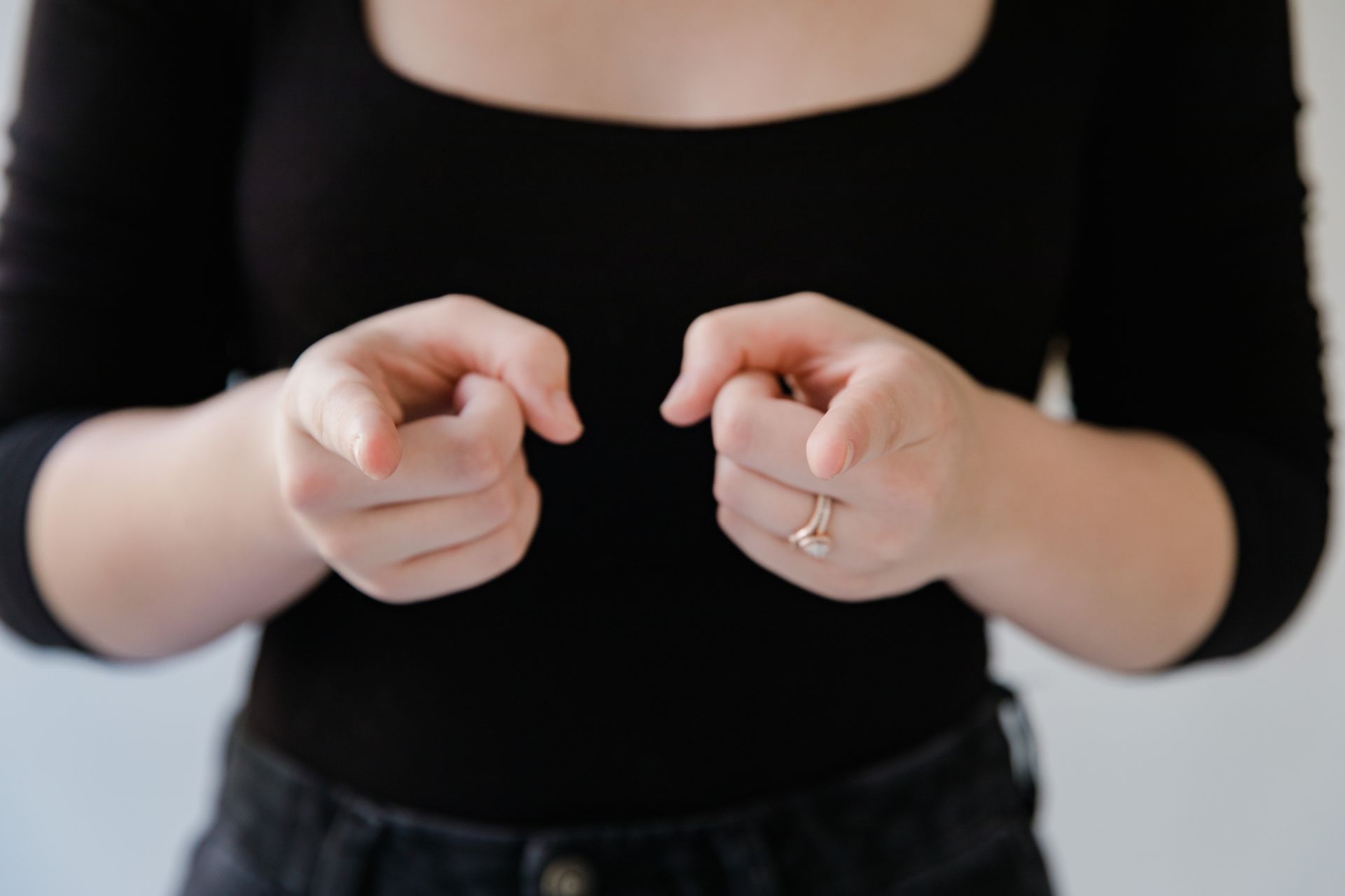 Close up on Woman Using Sign Language