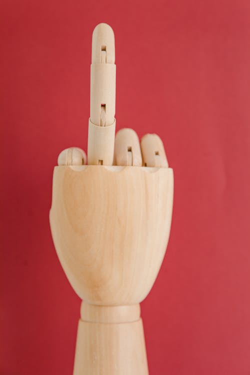 Wooden Hand Making Finger-up Gesture