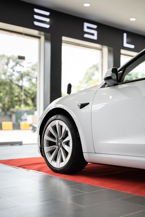 Tesla White Car