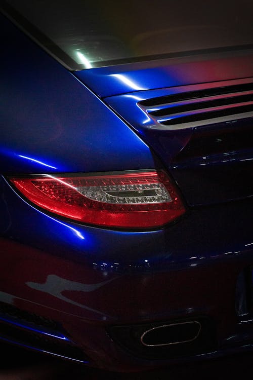 Free Tail Light of Blue Car Stock Photo