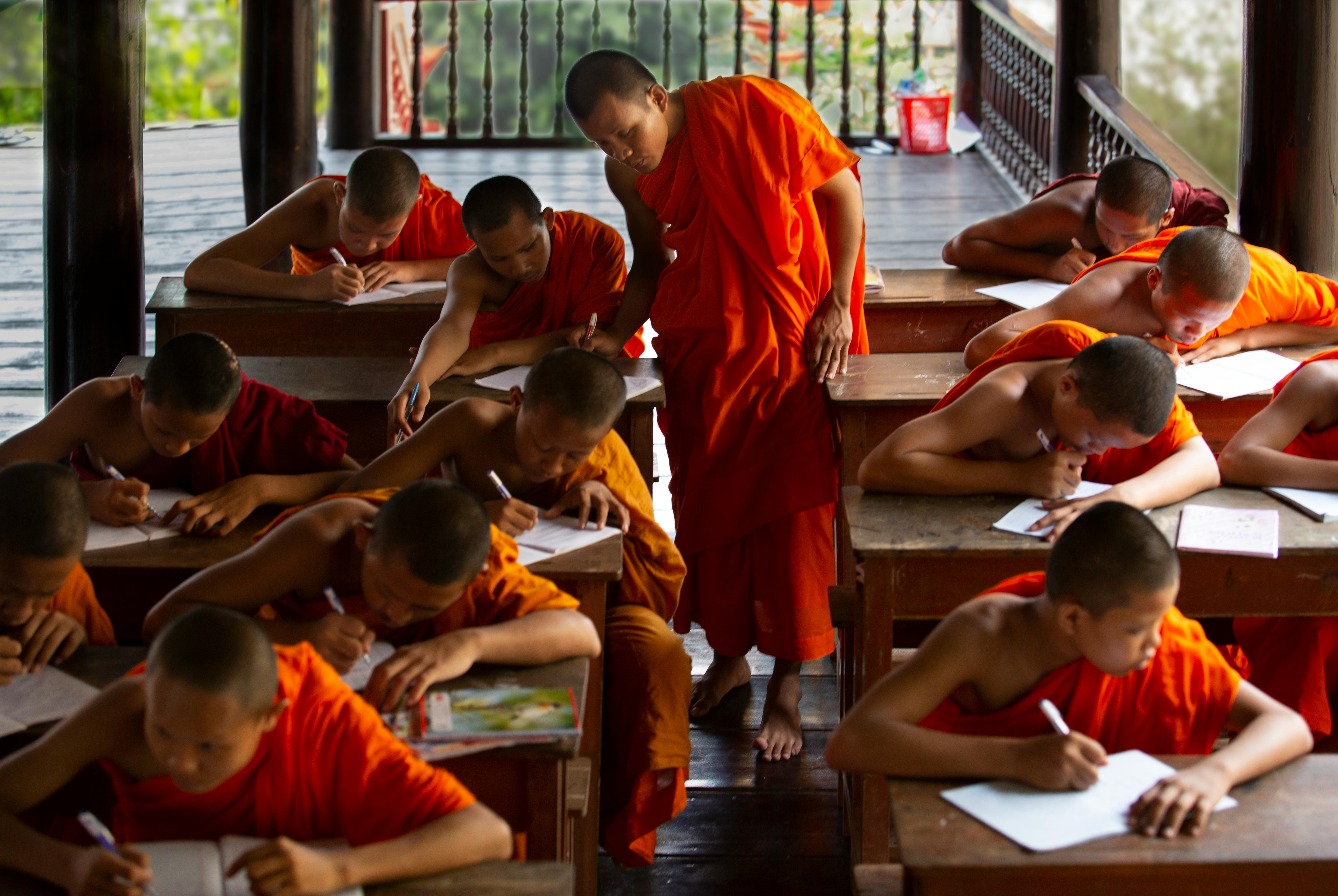 young monks at school