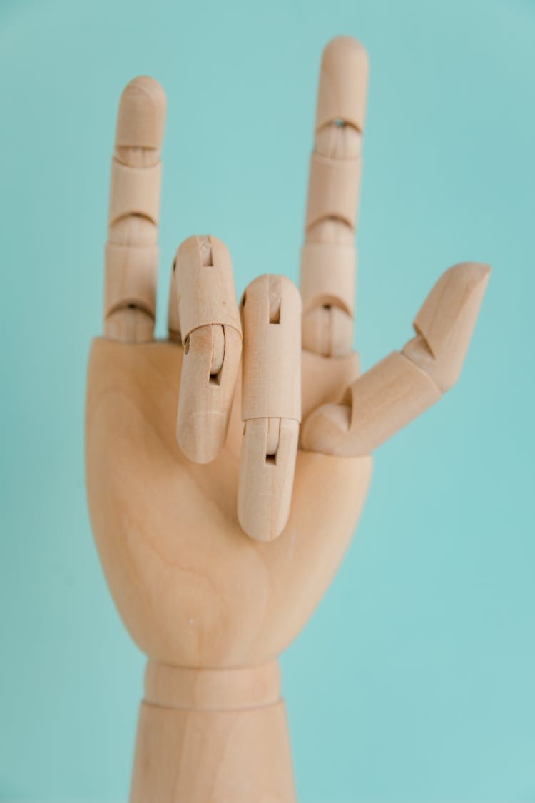 Wooden Hand Of Marionette Showing Finger Language