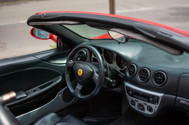 Steering Wheel Of A Top Down Ferrari