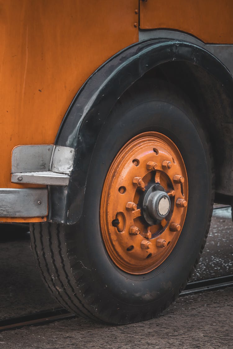 Black Tire With Orange Rim