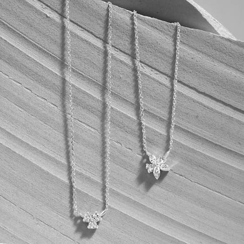 Silver Chain Necklace with Pendant in Close-Up Photography