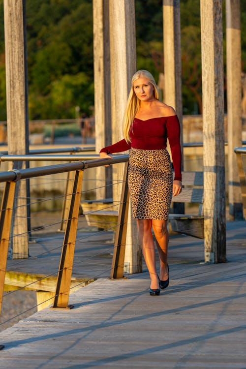 Pretty Woman Walking on a Viewing Deck