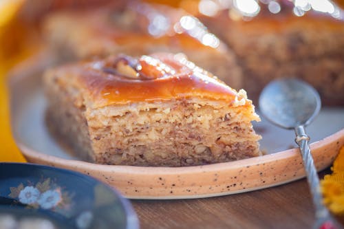 Close-Up Shot of a Slice of Cake on a Plate