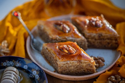 Close-Up Shot of Slices of Cake on a Plate