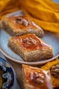 Two Baklava Chunks Served on Plate