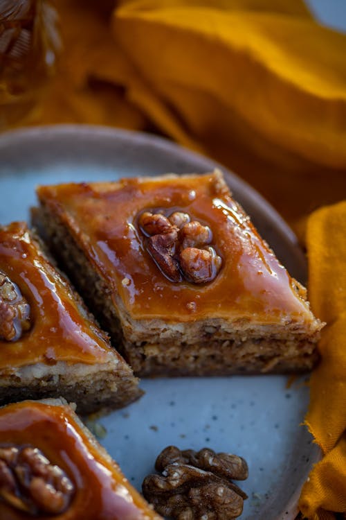 Close-Up Shot of Slices of Cake on a Plate