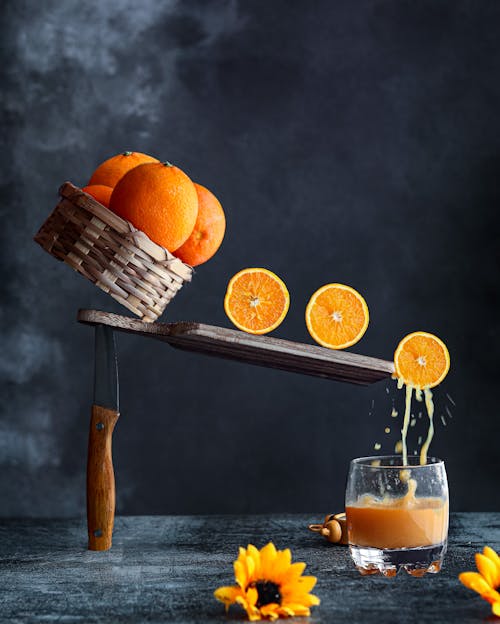 Oranges on Brown Basket