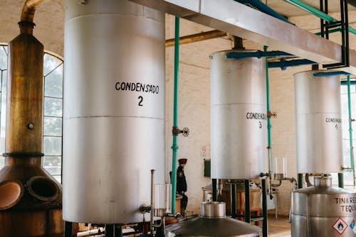 Metal Tanks inside a Tequila Distillery