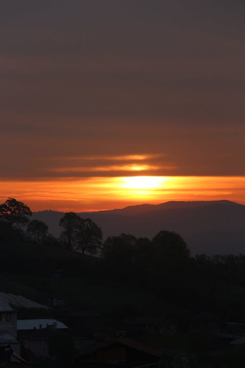 View of a Sunset over Mountains