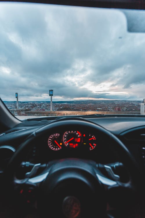 Black Steering Wheel of a Vehicle