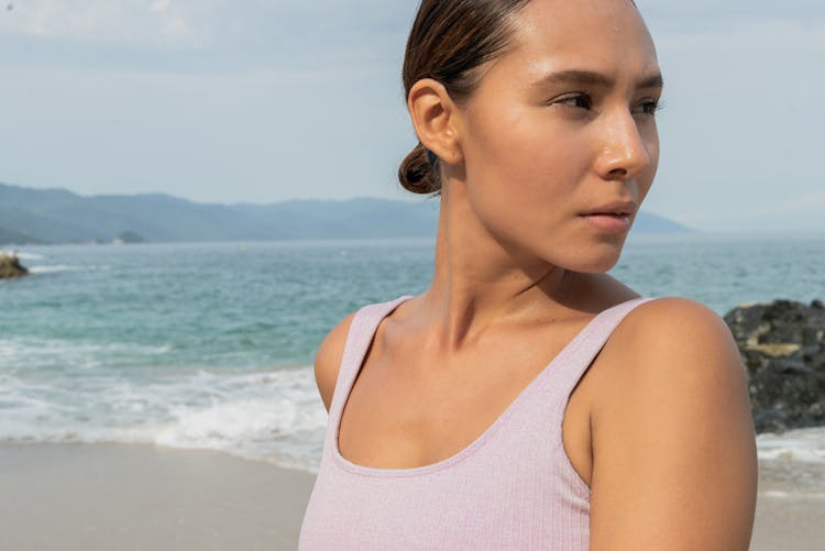 Portrait Of Runner On Beach