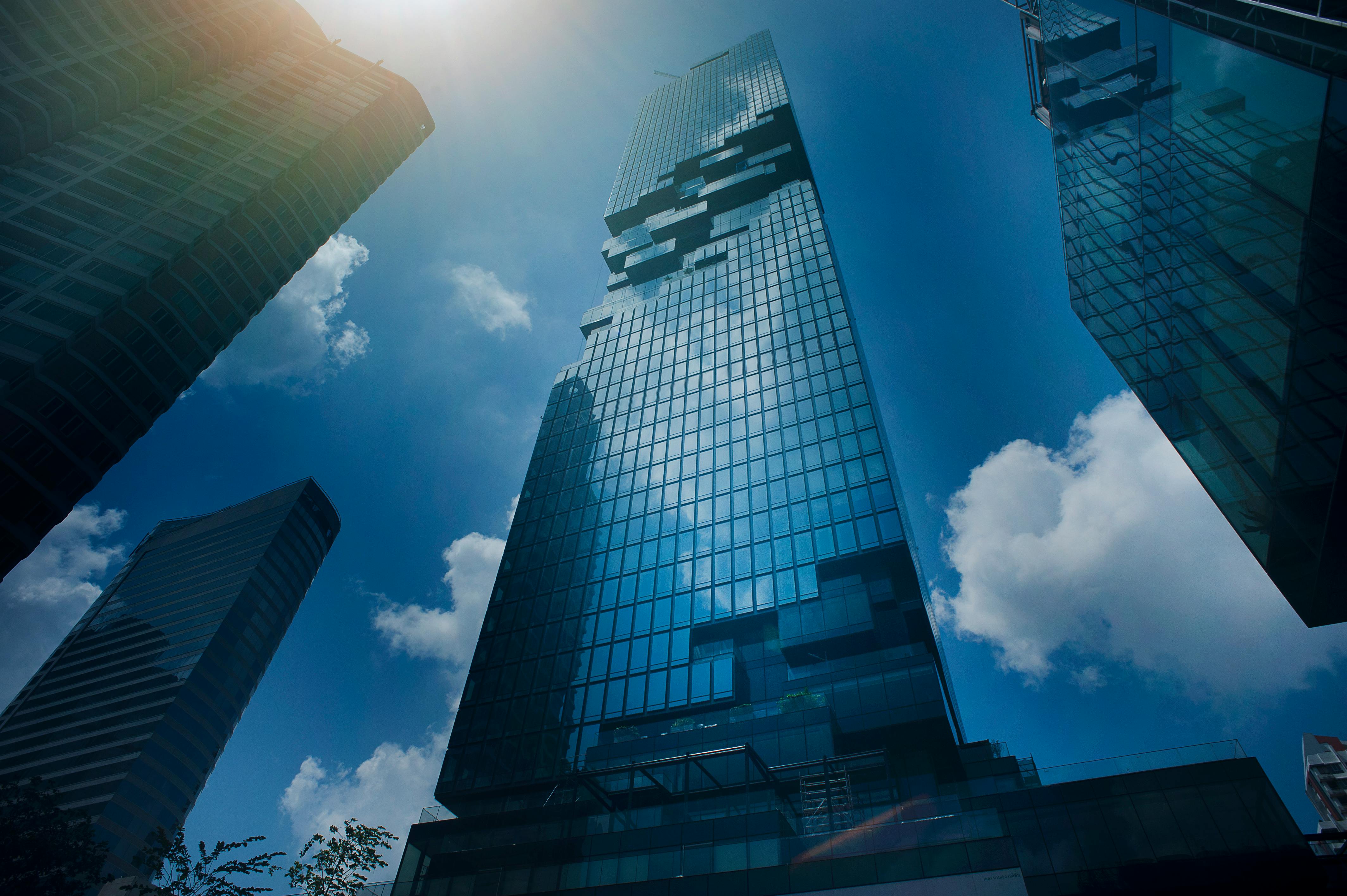 low angle photography of high rise building